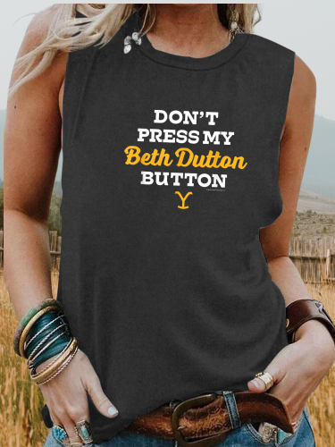 Women's Western Cowgirl  Don't Make me Go Beth Dutton On You  Print Sleeveless Tank T-Shirt For Cowgirl