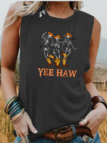 Women's Western Cowgirl  Yee Haw  Print Sleeveless Tank T-Shirt For Cowgirl