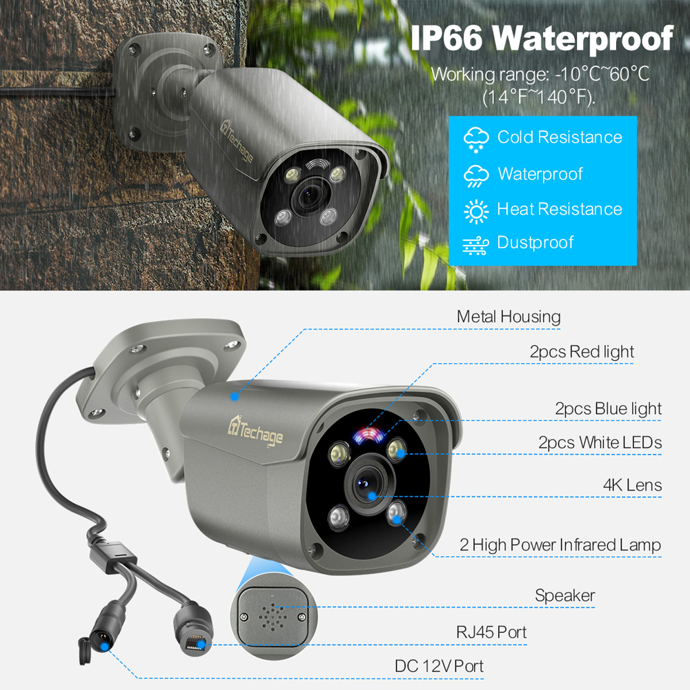 Cheap ANBIUX IR Night Vision 8Mp Poe Ip Camera 4K Cctv Security Cameras Outdoor Audio Video
