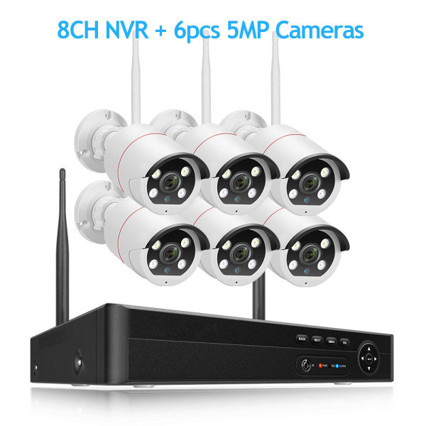 5MP 8CH Wireless Surveillance Security System AI Face Detection Video CCTV WIFI NVR Camera Kit Two Way Audio P2P ONVIF