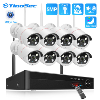 5MP 8CH Wireless Surveillance Security System AI Face Detection Video CCTV WIFI NVR Camera Kit Two Way Audio P2P ONVIF