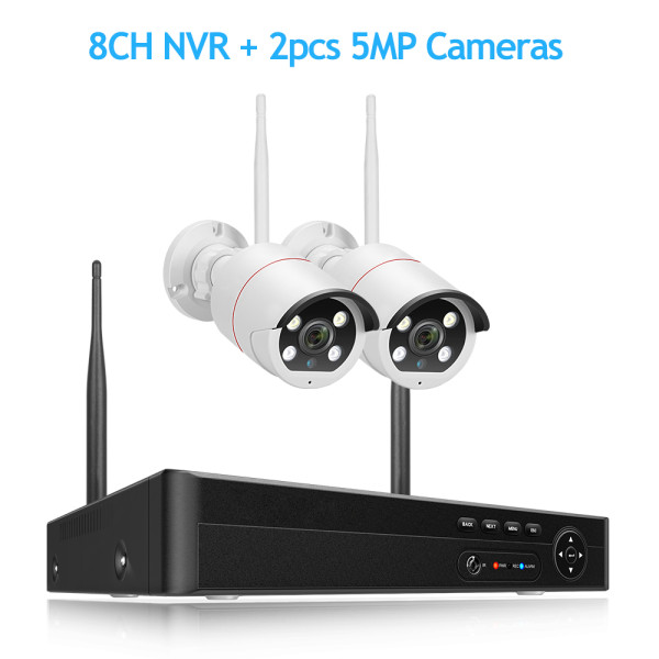 5MP 8CH Wireless Surveillance Security System AI Face Detection Video CCTV WIFI NVR Camera Kit Two Way Audio P2P ONVIF