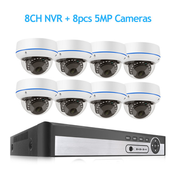 8CH 5MP POE Dome Security Camera System IP Camera Vandal-proof Indoor Home Audio CCTV Video Surveillance Protection Kit