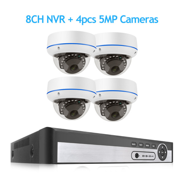 8CH 5MP POE Dome Security Camera System IP Camera Vandal-proof Indoor Home Audio CCTV Video Surveillance Protection Kit