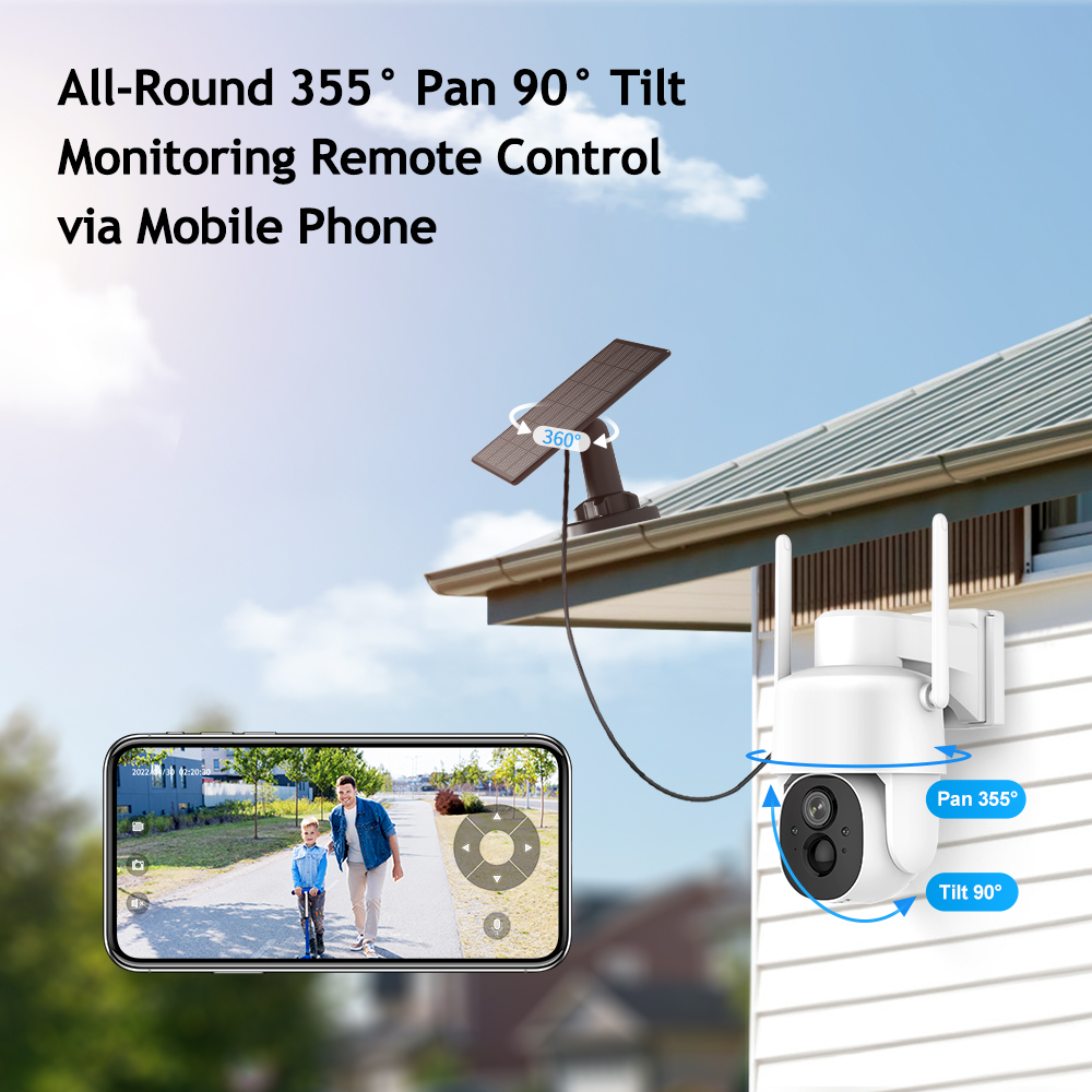 Telecamera Di Sicurezza Esterna Wireless A Energia Solare – 3MP Con Batteria 6000 MAh, Visione Notturna A Colori, Impermeabile IP66, Rilevamento AI E Archiviazione Locale