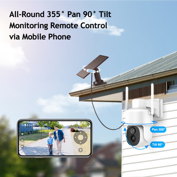 3MP Wireless Solar PTZ Camera Outdoor Rechargeable Battery Camera Smart AI Recognition Colorful Night View Vicohome APP
