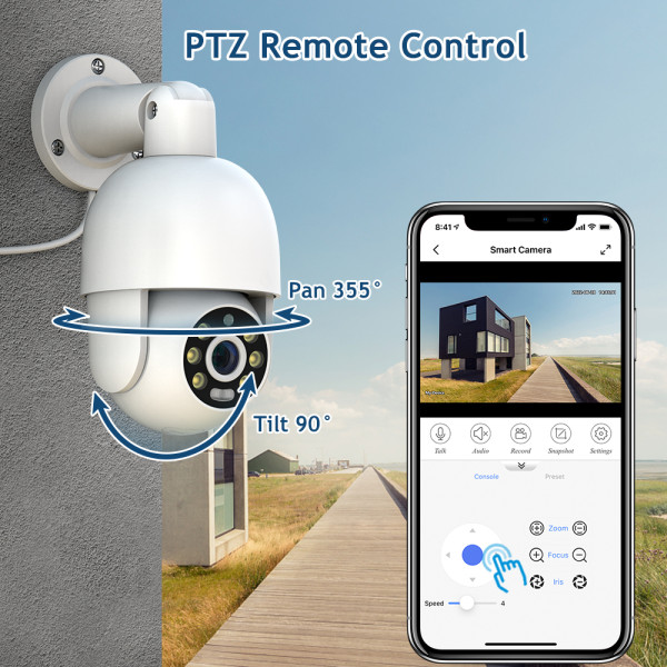 8MP POE Security Camera Outdoor Camera PTZ Mobile Monitoring Auto Tracking Human Detection Surveillance Kit