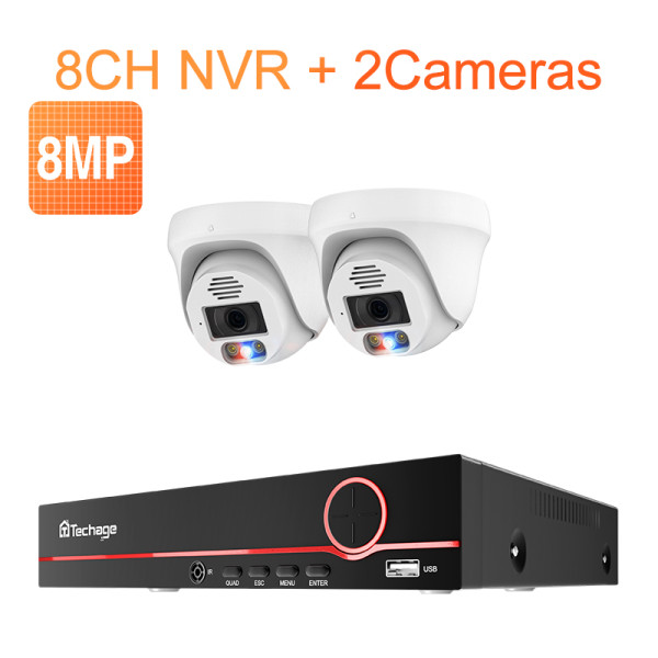 8CH 8MP Security Camera System AI Face Detected Night Vision Two-way Audio Anti Theft CCTV Security Surveillance Kit