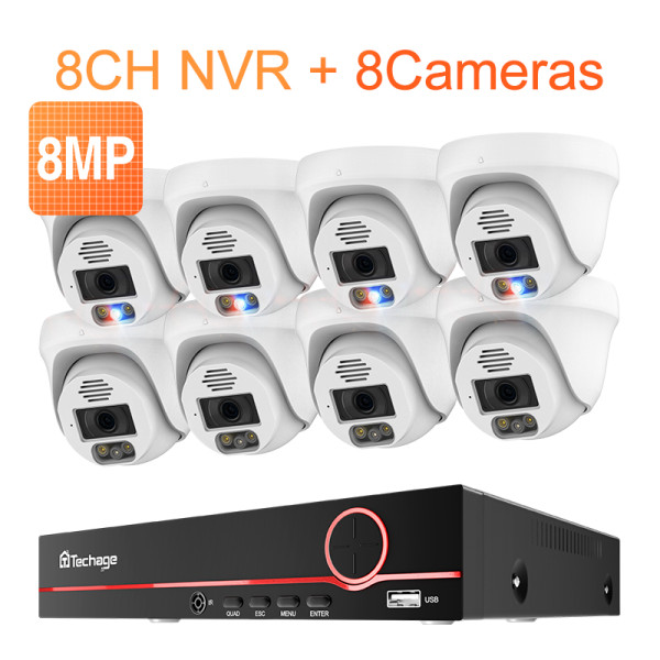 8CH 8MP Security Camera System AI Face Detected Night Vision Two-way Audio Anti Theft CCTV Security Surveillance Kit