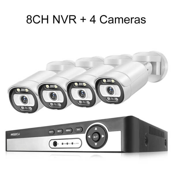 4K Ultra HD 8MP POE NVR Kit Human Face Detection Ai Smart Camera Outdoor Waterproof Home Video Surveillance Camera Set