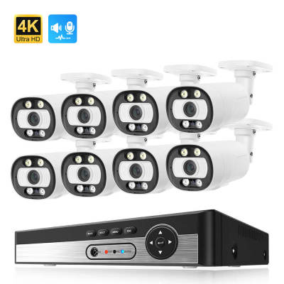 4K Ultra HD 8MP POE NVR Kit Human Face Detection Ai Smart Camera Outdoor Waterproof Home Video Surveillance Camera Set