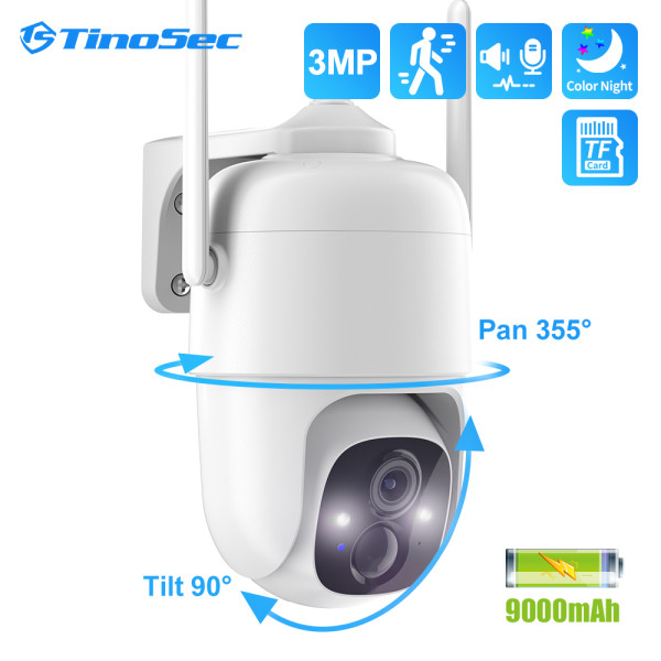 3MP Wireless Battery Camera Outdoor PTZ Camera Smart AI Person Pet Vehicle Package Recognition Night Vision P2P Camera