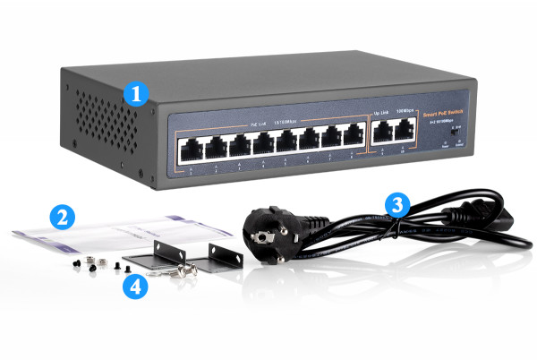 PoE Port Network Switch 4ch 8ch 16ch 24ch 10/100Mbps IEEE 802.3 af Power Over Ethernet Switch