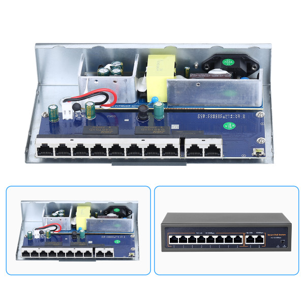 4CH 8CH 16CH 52V Network POE Switch With 10/100Mbps IEEE 802.3 af/at Over Ethernet IP CCTV Camera