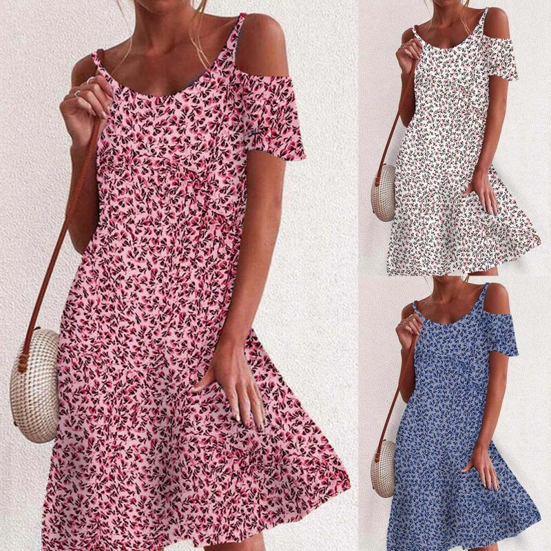 Femme Summer Beach Women's Dress 2021 Summer New Sundress Small Floral Digital Printing Casual Loose Strapless Dress платье