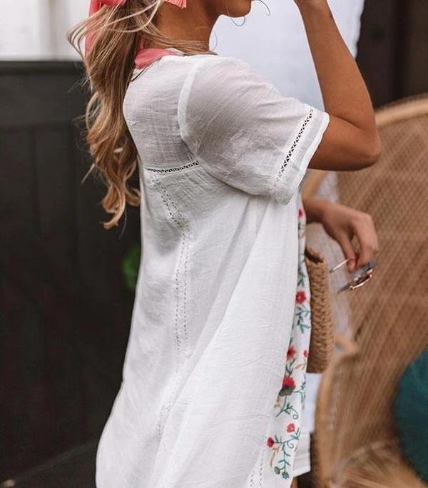 Dreaming Of Summer Print Dress In White