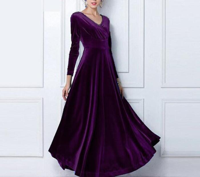 2021 Autumn Winter Dress Women Casual Vintage Ball Gown Velvet Dress Oversize 3XL Sexy Long Party Dress