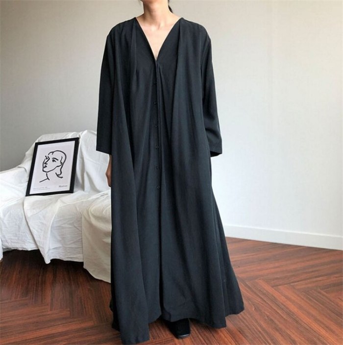 Women Spring Lace Up Casual Oversize Maxi Dress
