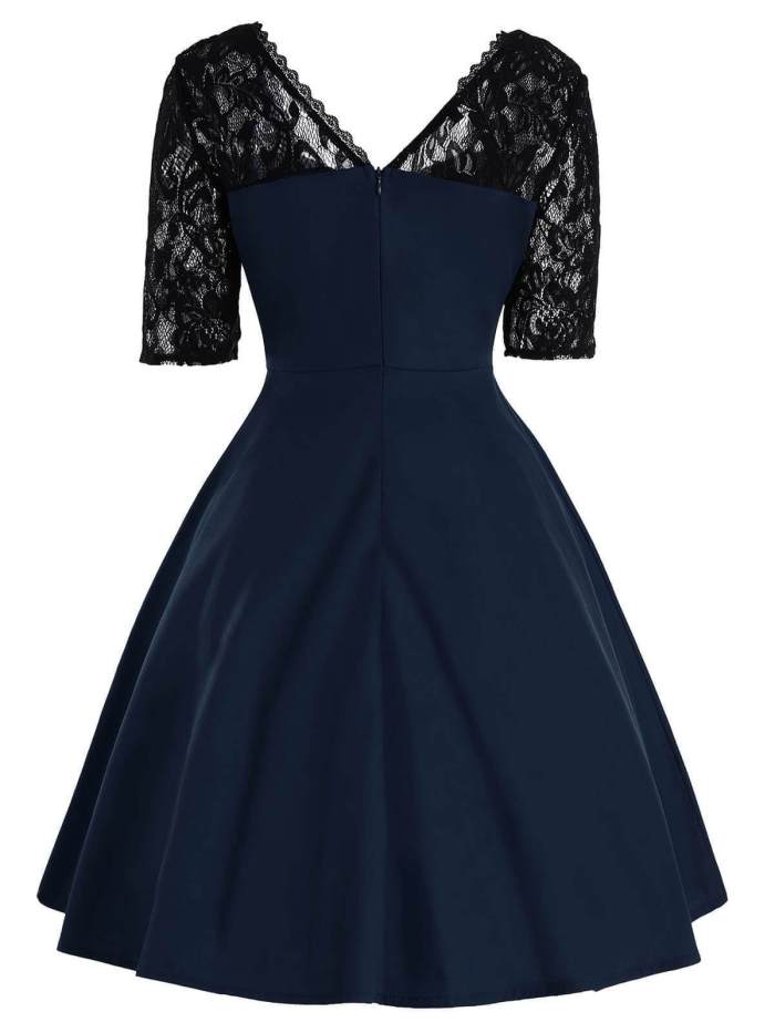 1950s Lace Patchwork Swing Dress
