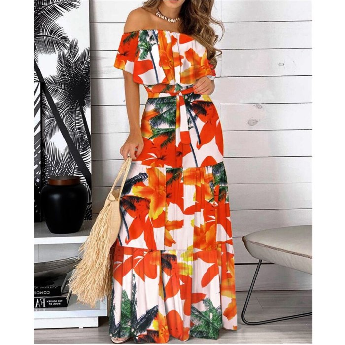 Women Summer Tropical Print Halter Backless Stacked Ruffles Dress Vacation Short Sleeve Sexy Ladies Boho Beach Dress Floral