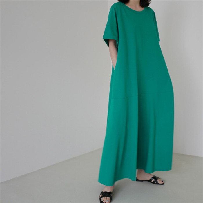 2021 Summer Fashion Loose T-shirt Dress Plus Size Short Sleeve Long Maxi Dress Bottoming A-LINE Dress Women