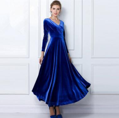 2021 Autumn Winter Dress Women Casual Vintage Ball Gown Velvet Dress Oversize 3XL Sexy Long Party Dress