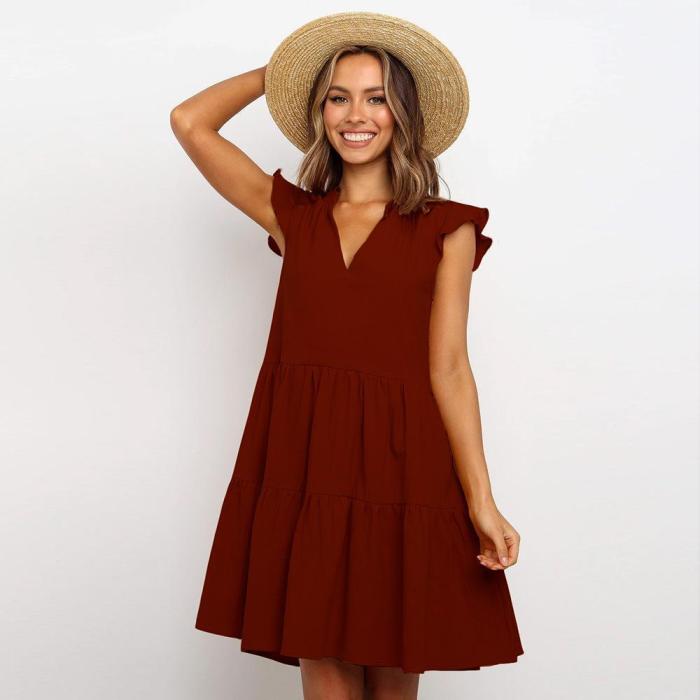 Casual Solid Short Sleeve Dress