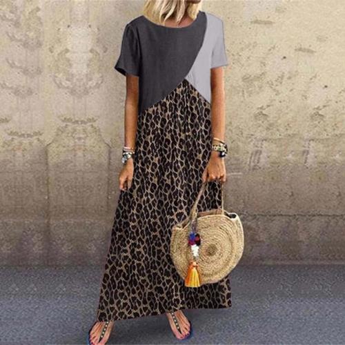 Casual Animal Printed Patchwork Maxi Dress