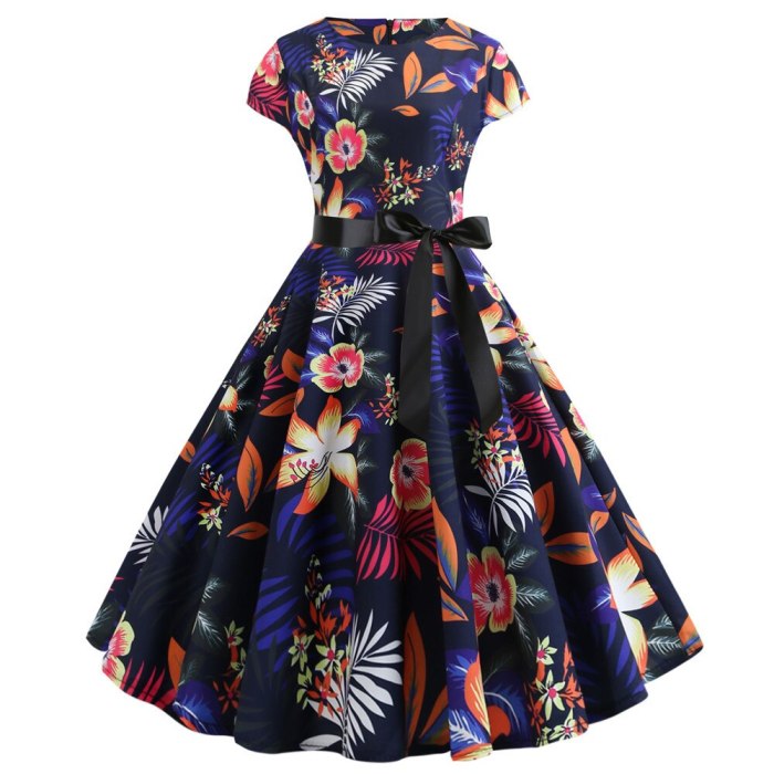 Women's Cap Rong Neck Cocktail Party A-line Skater Tea Swing Dress With Belt