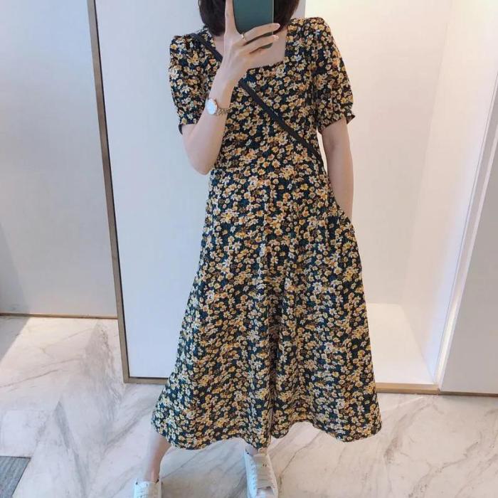 Floral Dress Female 2021 Summer Korean Temperament Waist Loose And Thin Women'S New Dress