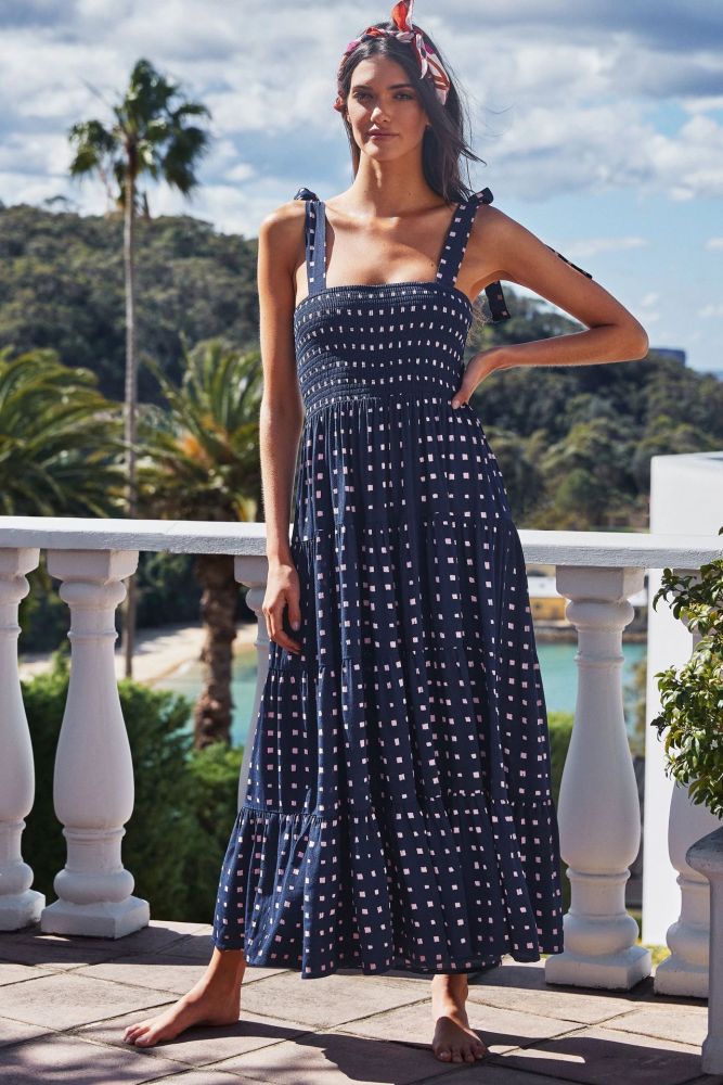 2021 summer new holiday style sling strap printing long dress