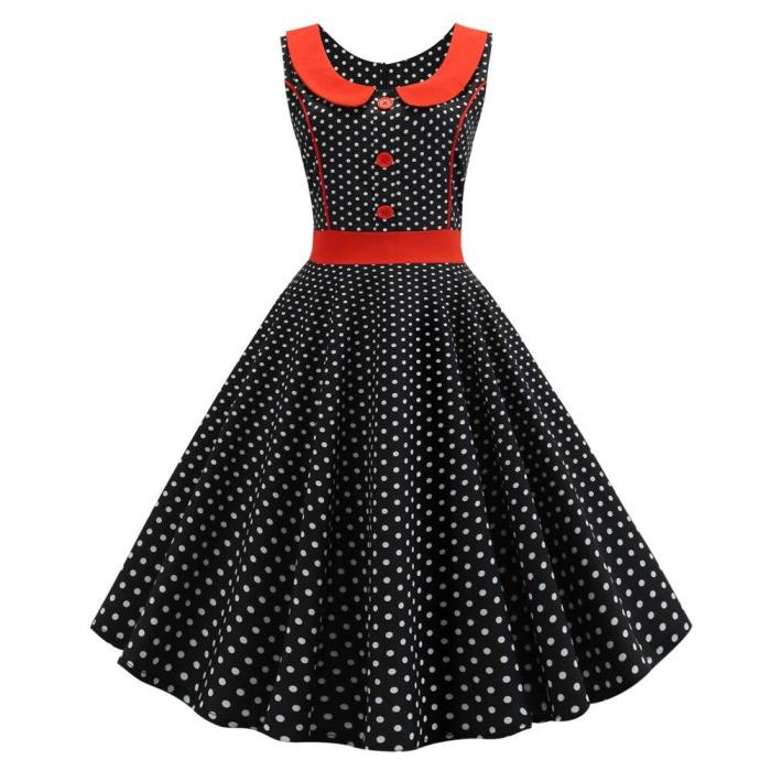 Cherry Printed Summer Dresses 2020 Fashion Peter pan Collar Robes Vintage Pin Up Vestidos Floral Retro 50S 60S Rockabilly Dress