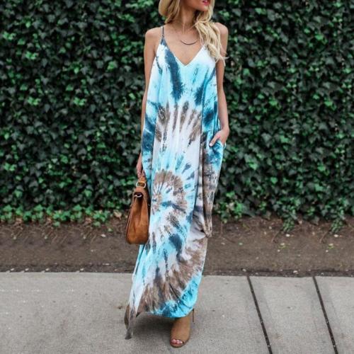 Spaghetti Strap Print Maxi Dresses