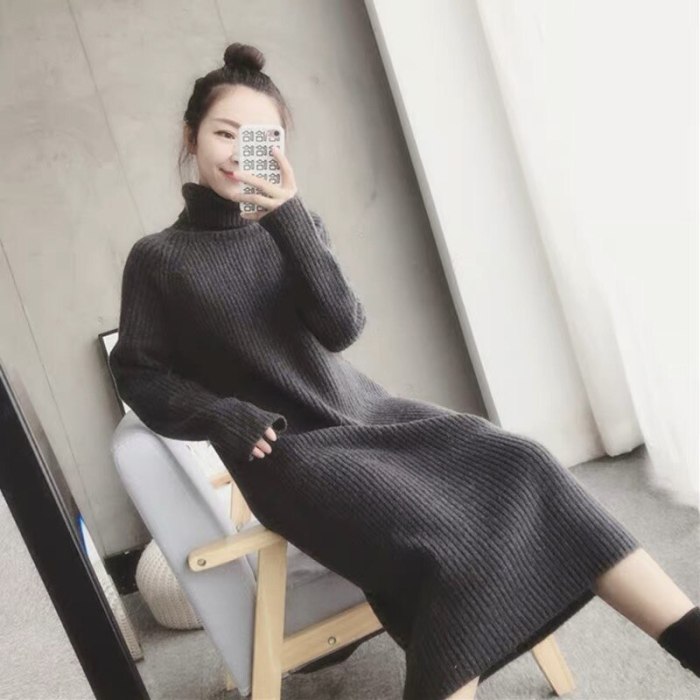 Turtleneck Knitted Sweater Dress Cashmere Outfits
