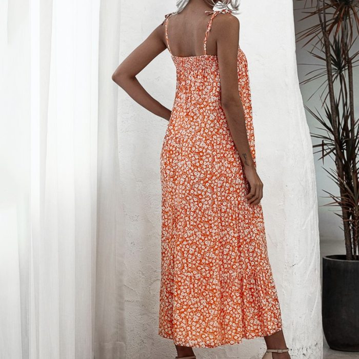 Summer Elegant Sexy beach long Dress Women 2020 Halter Strap Print Floral boho maxi Dress for womens a-line Sleeveless dress