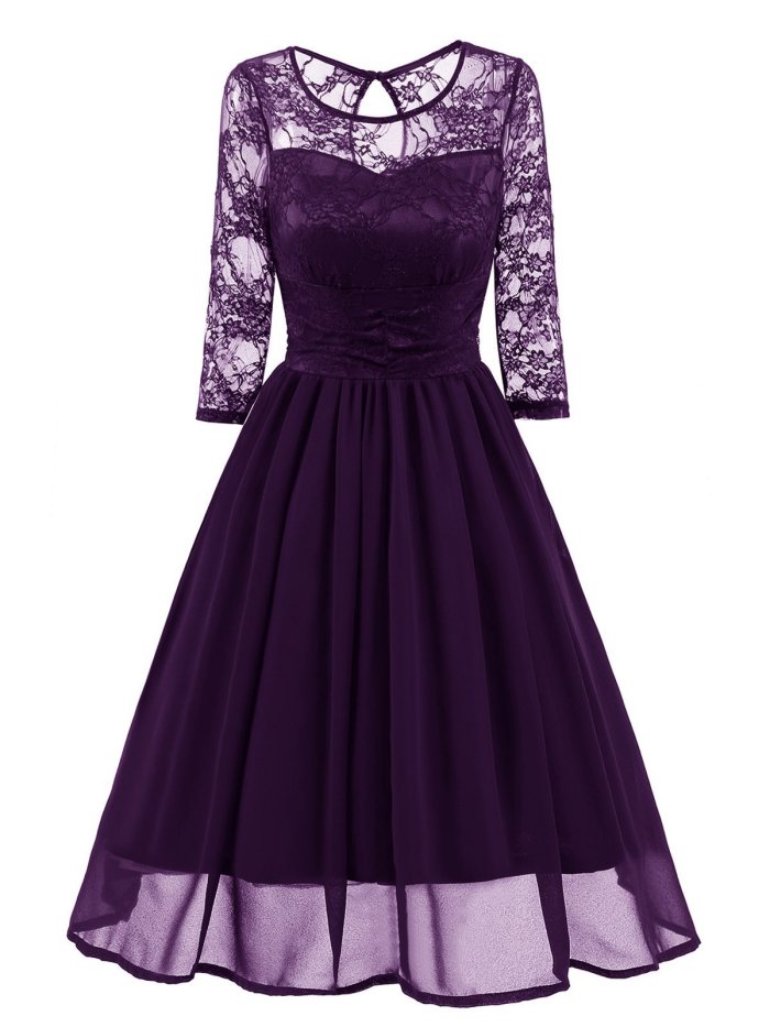 1950s Mesh Patchwork Swing Dress
