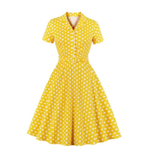 Polka Dot Print Summer Dress Vintage Women 1950s Swing Rockabilly Dress Robe Femme Plus Size Casual Floral Office Party