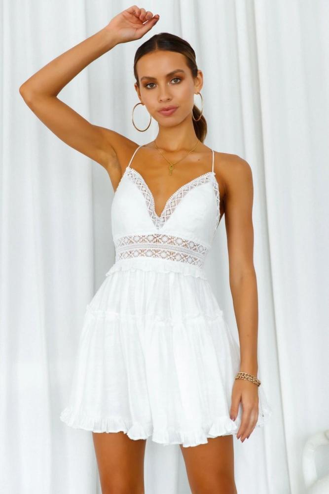 2021 Summer Sleeveless Sexy Loose Mini Dress Ladies Solid A Line V-Neck Short Dress
