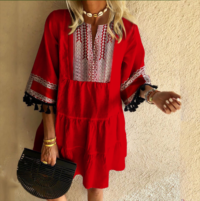 Fringed Stitching Casual Dress