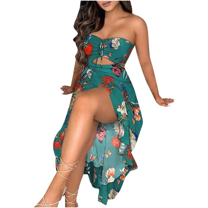 Women'S Dress Summer Hot Style Beach Bohemian Tube Top Print Dress Suit Hot Sale New High Quality летнее женское 50*