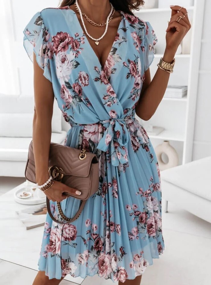 Floral Pleated Sexy Mini Spring Summer Clothes Dress For Women'S Vetement Femme 2021 Sukienka Sundress Vintage Casual Dress