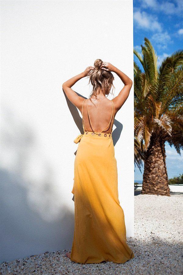 Casual Sexy V Neck Backless Sling Maxi Dresses