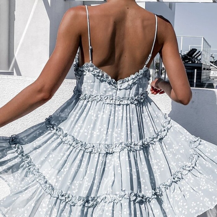 Summer Dress 2021 Fashion New Small Fresh Sweetness Loose Thin Digital Printed Sling Stitching Large Swing High Waist Dresses