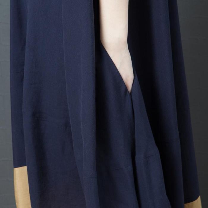Casual Loose Color Block Short Sleeve Maxi Dress