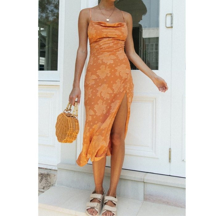 Elegant Lace Up Backless Summer Dress Women Clothing Sleeveless Side Slit Maxi Boho Beach Dress