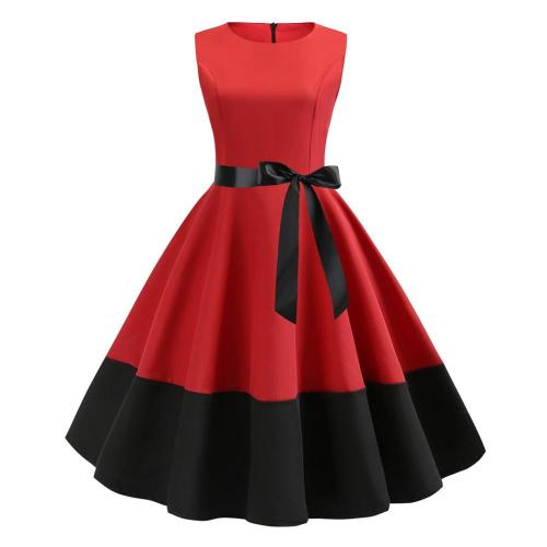 Red Patchwork Women Summer Dress 2020 Pin UP Black Red Vestidos Retro Casual Tank Party Robe Rockabilly 50s 60s Vintage Dresses