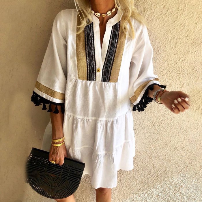 Fringed Stitching Casual Dress