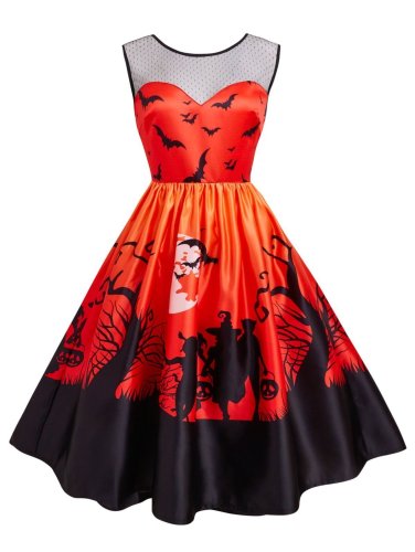 1950s Halloween Patchwork Dress