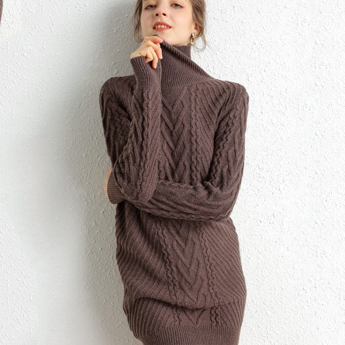 Knitted Jumper Women Cashmere Turtleneck Oversized Sweater