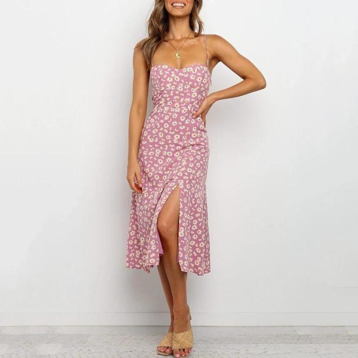 Strap Sexy Fashion Floral Backless Dress